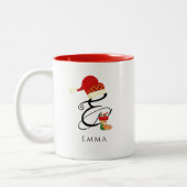 Eleganname Monogram Script Letter E Christmas Zweifarbige Tasse (Links)