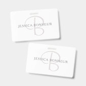 Eleganname Monogram | Weiß & Grau Ausweis (Vorder- & Rückseite)