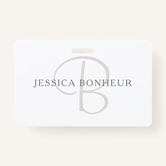 Eleganname Monogram | Weiß & Grau Ausweis (Vorderseite)
