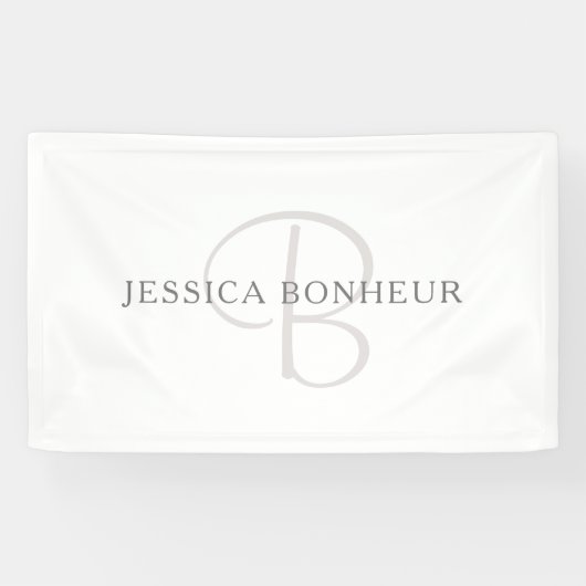 Eleganname Monogram | Weiß & Grau Banner (Horizontal)