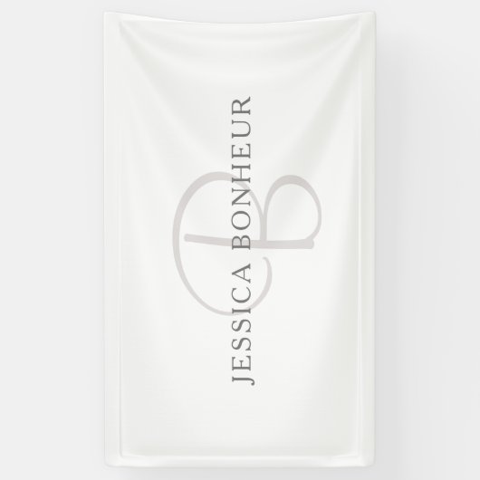 Eleganname Monogram | Weiß & Grau Banner (Vertikal)