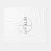 Eleganname Monogram | Weiß & Grau Fleecedecke (Vorderseite (Horizontal))