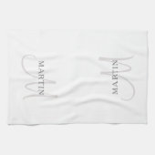 Eleganname Monogram | Weiß & Grau Geschirrtuch (Horizontal)