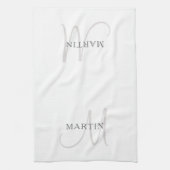 Eleganname Monogram | Weiß & Grau Geschirrtuch (Vertikal)