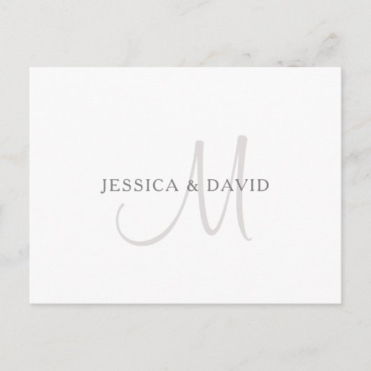 Eleganname Monogram | Weiß & Grau Postkarte (Vorderseite)
