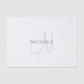 Eleganname Monogram | Weiß & Grau Seidenpapier (Vorderseite)