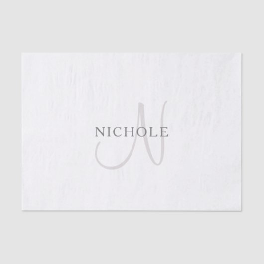 Eleganname Monogram | Weiß & Grau Seidenpapier (Vorderseite)