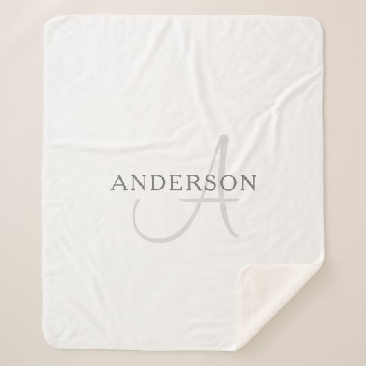 Eleganname Monogram | Weiß & Grau Sherpadecke (Vorderseite)