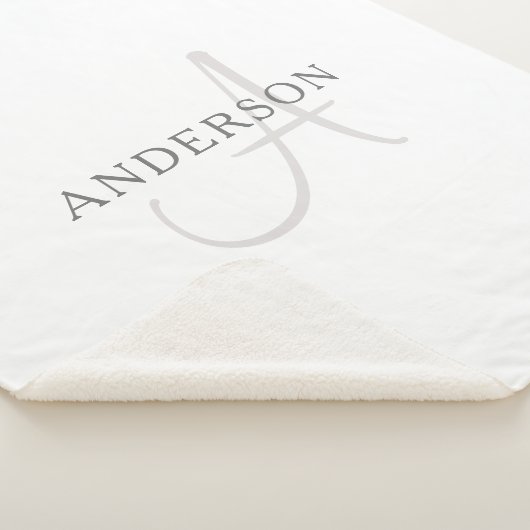 Eleganname Monogram | Weiß & Grau Sherpadecke (3/4)