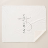 Eleganname Monogram | Weiß & Grau Sherpadecke (Vorderseite (Horizontal))