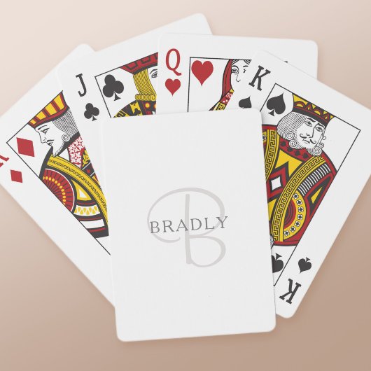 Eleganname Monogram | Weiß & Grau Spielkarten