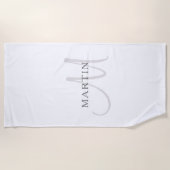 Eleganname Monogram | Weiß & Grau Strandtuch (Vorderseite)