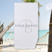 Eleganname Monogram | Weiß & Grau Strandtuch