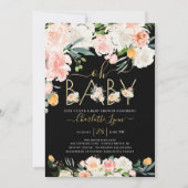 Elegano Oh Baby Blush Pink Gold Floral Baby Dusche Einladung (Vorderseite)