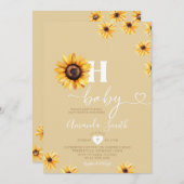 Elegano Oh Baby Sunflowers Baby Shower Party Einladung (Vorne/Hinten)