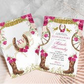 Eleganpink Fuchsia Rote Rose Charra Quinceañera Einladung