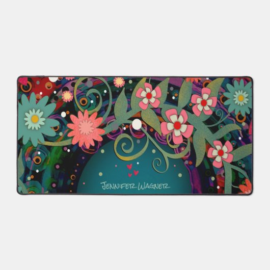 Eleganrosa, florale Whimsical Personalisiert Schreibtischunterlage (Vorderseite)