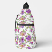 Eleganrosa lila Aquarellblüte Crossbody Bag (Vorderseite)