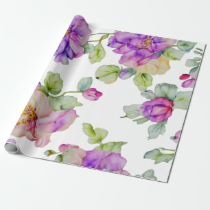 Eleganrosa lila Aquarellblüte Geschenkpapier