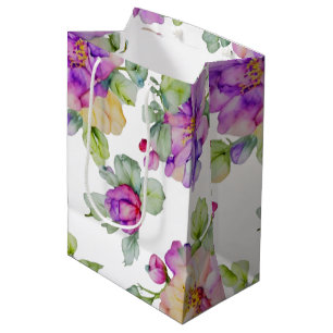 Eleganrosa lila Aquarellblüte Mittlere Geschenktüte