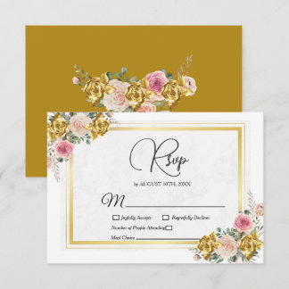Eleganrosa, Rose Gold Eukalyptus Geometric RSVP Karte