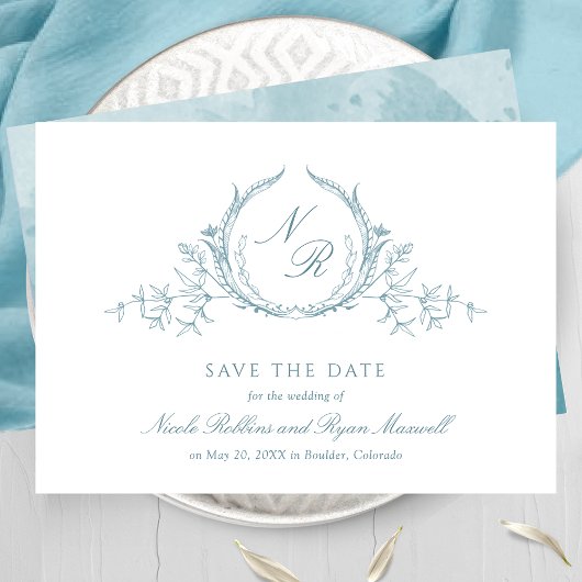 EleganSea Glass Watercolor Monogram Calligraphie Save The Date