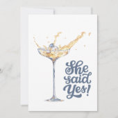 Eleganshe Said Yes Champagne Engagement Party Einladung (Vorderseite)