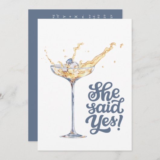 Eleganshe Said Yes Champagne Engagement Party Einladung (Vorne/Hinten)