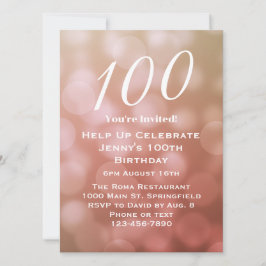 Elegant 100. Geburtstag Einladung für sie in Rosa