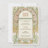Elegant 100. Geburtstag Einladung Jugendstil Mucha (Vorderseite)