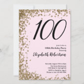 Elegant 100. Geburtstag Einladung Pink Gold Sequin (Vorderseite)
