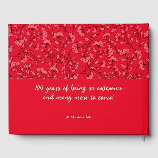 Elegant 100. Geburtstag Gästebuch (RED) (Rückseite)