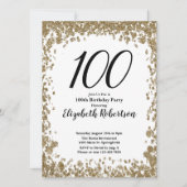 Elegant 100th Birthday Invitation For Her in Gold Einladung (Vorderseite)