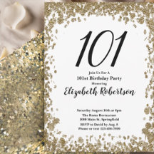 Elegant 101st Birthday Invitation For Her in Gold