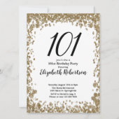 Elegant 101st Birthday Invitation For Her in Gold Einladung (Vorderseite)