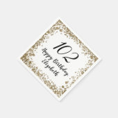 Elegant 102nd Birthday Napkins With Gold Sequins Serviette (Ecke)