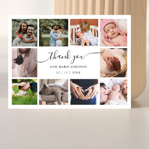 Elegant 10 Foto Collage Baby Shower Vielen Dank Feiertagspostkarte