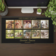 Elegant 10 Photo Collage Gold Script Black Desk