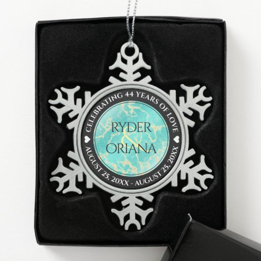 Elegant 11. 44. Türkisjubiläum Schneeflocken Zinn-Ornament (Box)
