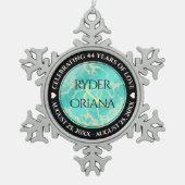 Elegant 11. 44. Türkisjubiläum Schneeflocken Zinn-Ornament (Vorderseite)
