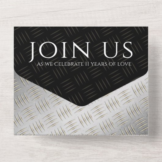 Elegant 11. Hochzeitsfeier All In One Einladung (Rückseite)