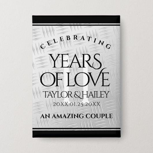 Elegant 11. Hochzeitsfeier Button (Vorderseite)