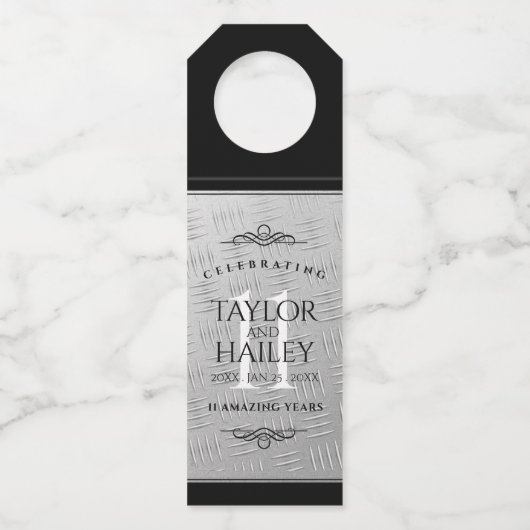 Elegant 11. Hochzeitsfeier Flaschenanhänger (Rückseite)