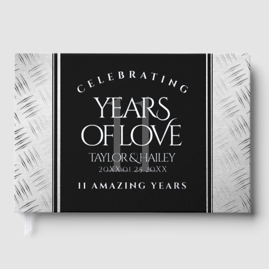 Elegant 11. Hochzeitsfeier Gästebuch (Vorderseite)