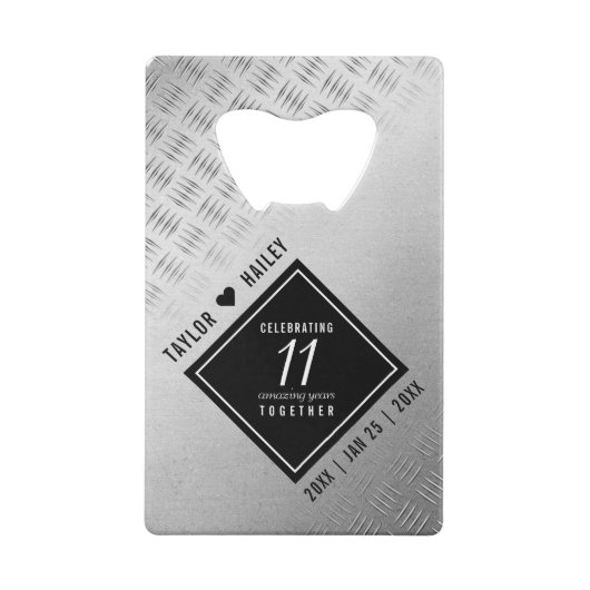 Elegant 11. Hochzeitsfeier Geldbeutel Flaschenöffner (Rückseite)