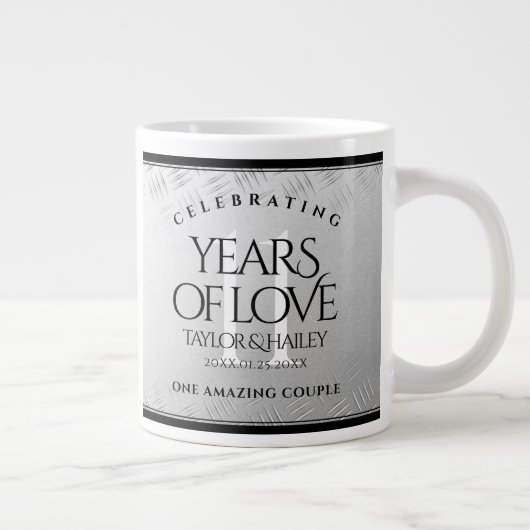 Elegant 11. Hochzeitsfeier Jumbo-Tasse (Rechts)