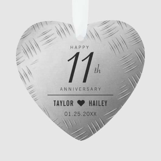 Elegant 11. Hochzeitsfeier Ornament (Vorderseite)