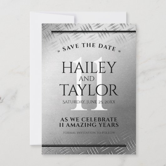 Elegant 11. Hochzeitsfeier Save The Date (Vorderseite)