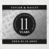 Elegant 11. Hochzeitsfeier Schaumweinetikett (Einzelnes Label)