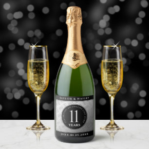 Elegant 11. Hochzeitsfeier Schaumweinetikett